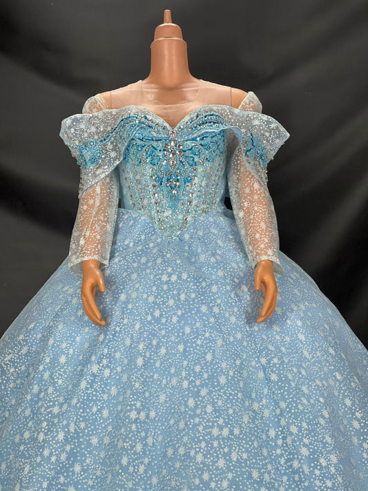 LIGHT BLUE LONG SLEEVE WEDDING DRESS